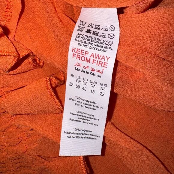 Pretty Little Thing Orange Off The Shoulder Dress - Size 18 - Picture 7 of 7